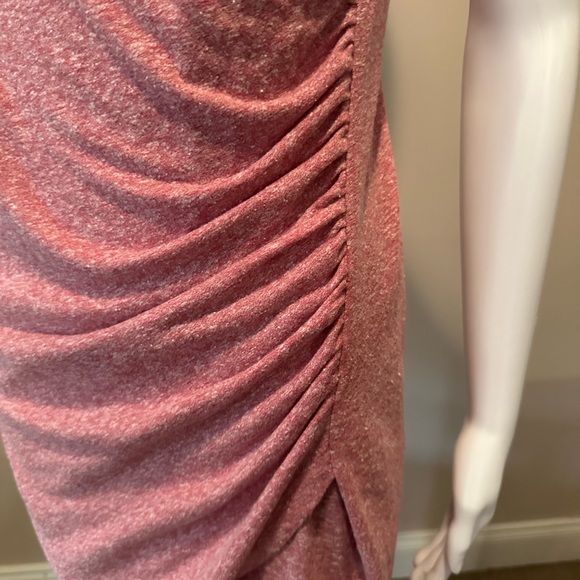 Z Supply Reddish Pink Asymmetrical Ruched Wrap Dress size medium. - Picture 8 of 9